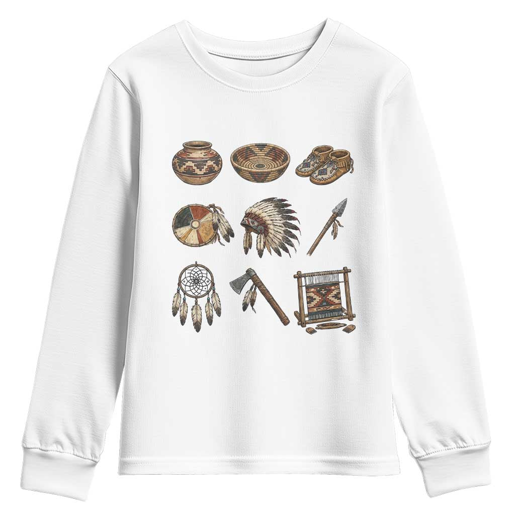 Indigenous Cultural Artifacts Youth Sweatshirt Native American Heritage Graphic