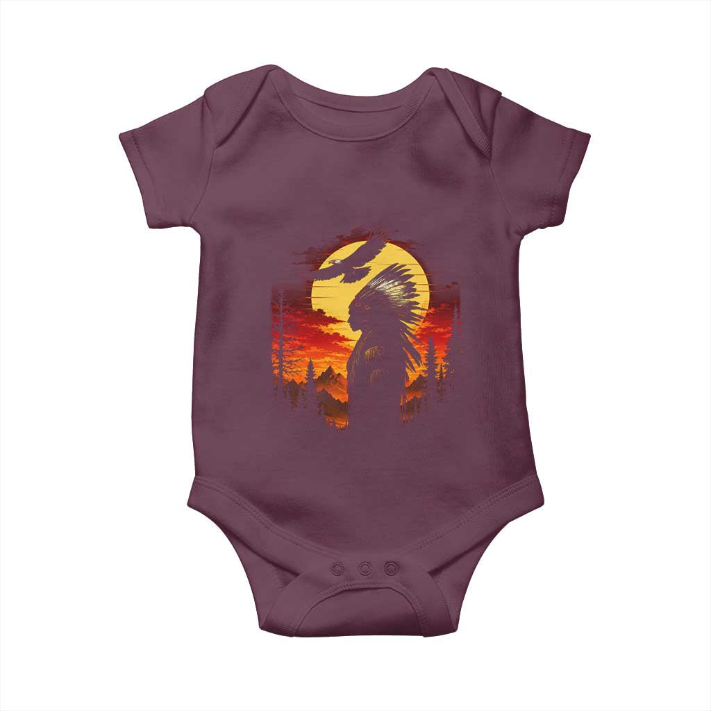 Vintage Native American Warrior Baby Onesie Indigenous Heritage Pride