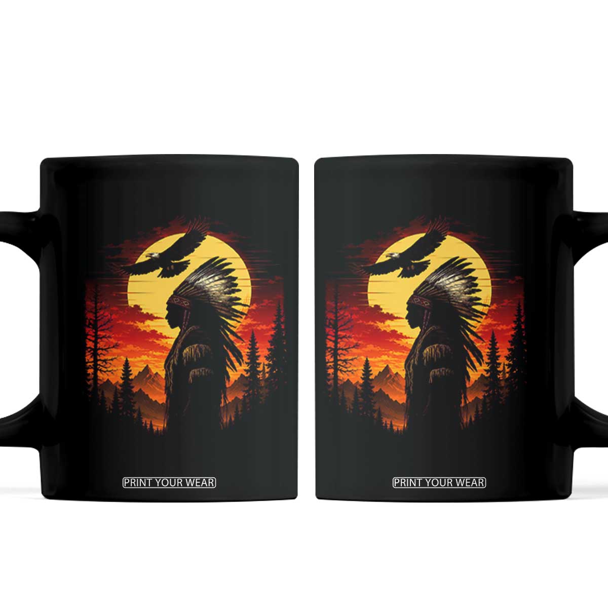Vintage Native American Warrior Coffee Mug Indigenous Heritage Pride