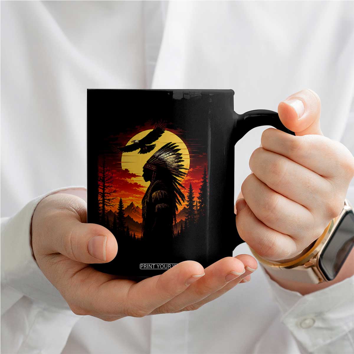 Vintage Native American Warrior Coffee Mug Indigenous Heritage Pride