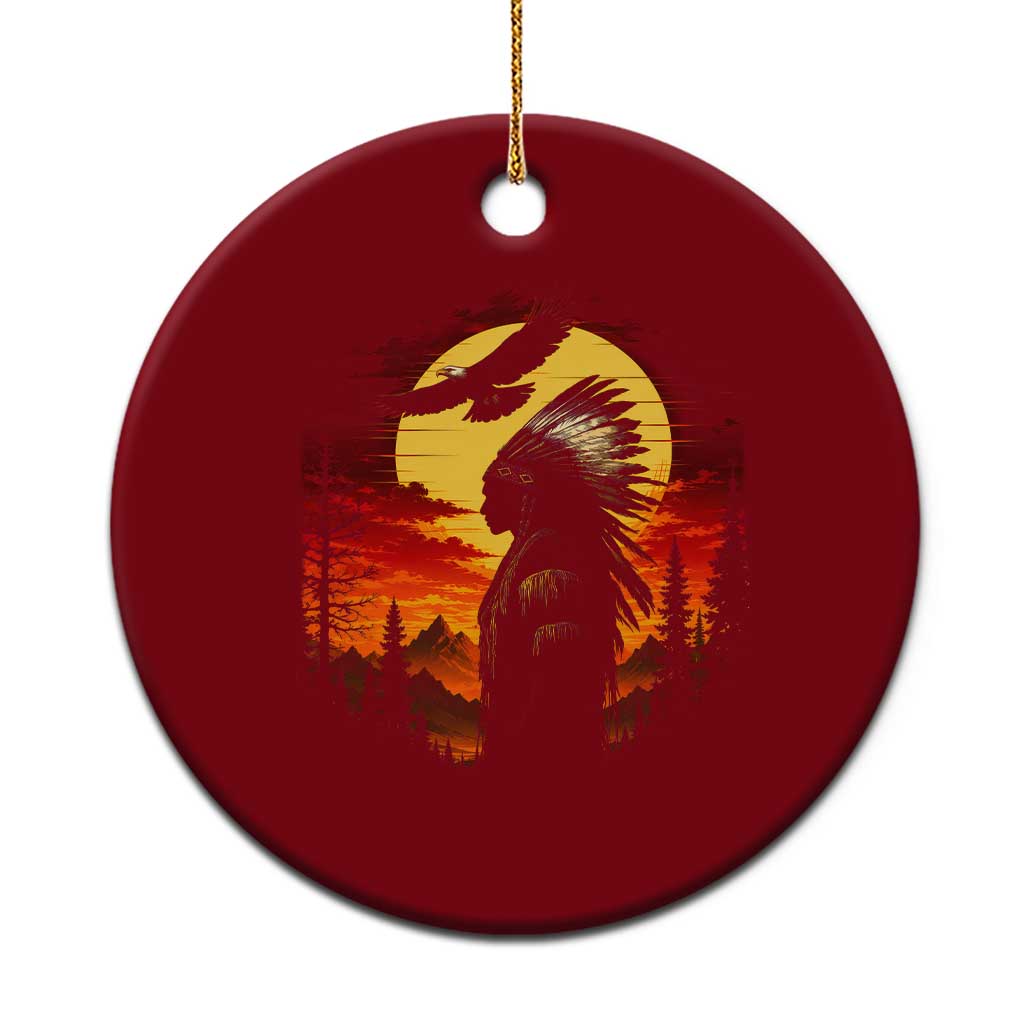 Vintage Native American Warrior Ceramic Ornament Indigenous Heritage Pride