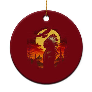 Vintage Native American Warrior Ceramic Ornament Indigenous Heritage Pride