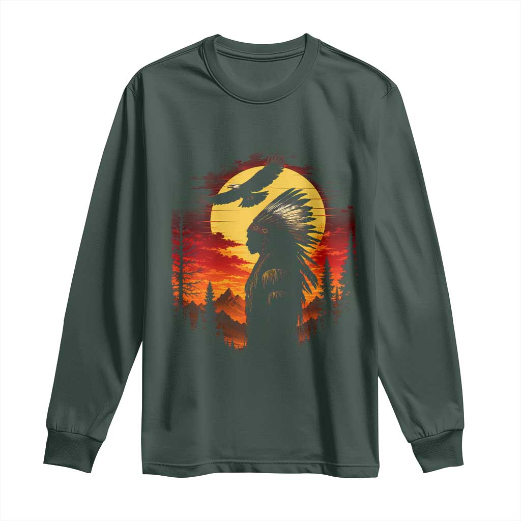 Vintage Native American Warrior Long Sleeve Shirt Indigenous Heritage Pride