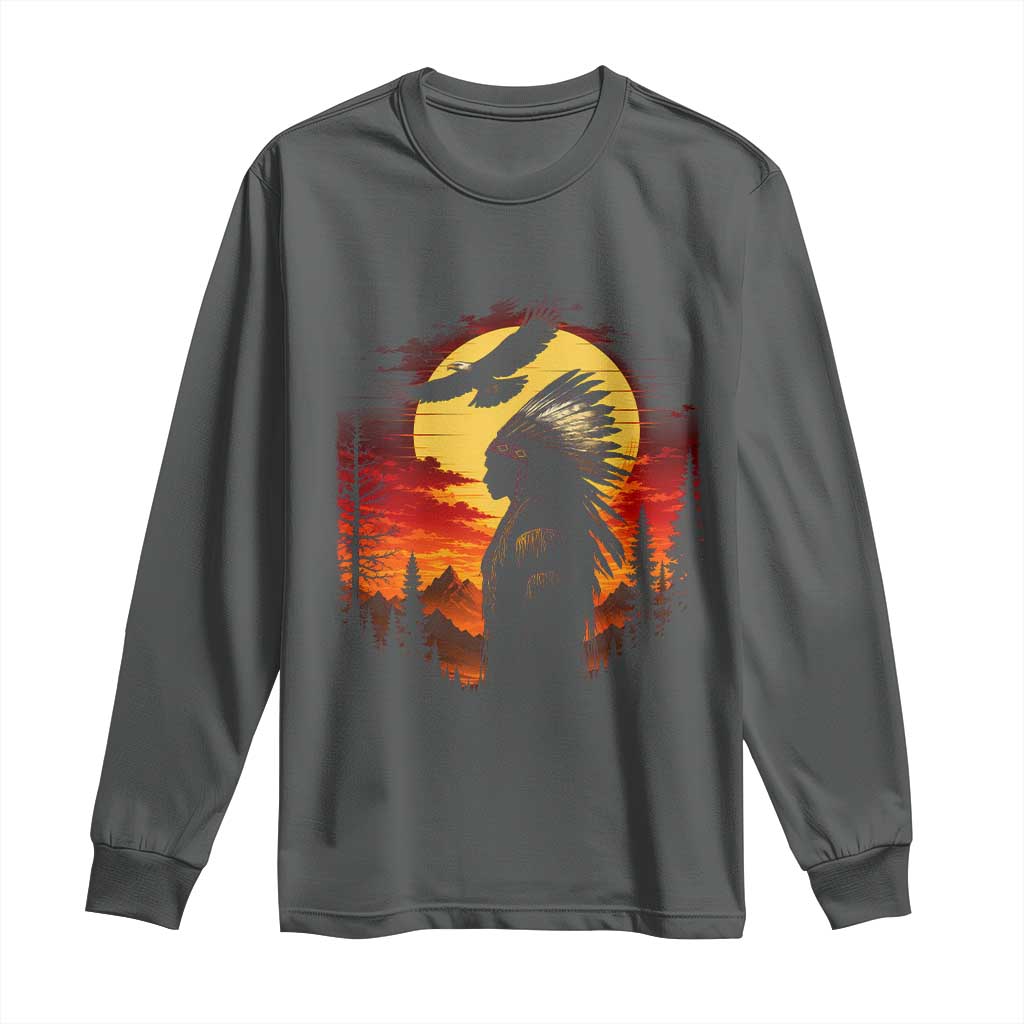 Vintage Native American Warrior Long Sleeve Shirt Indigenous Heritage Pride