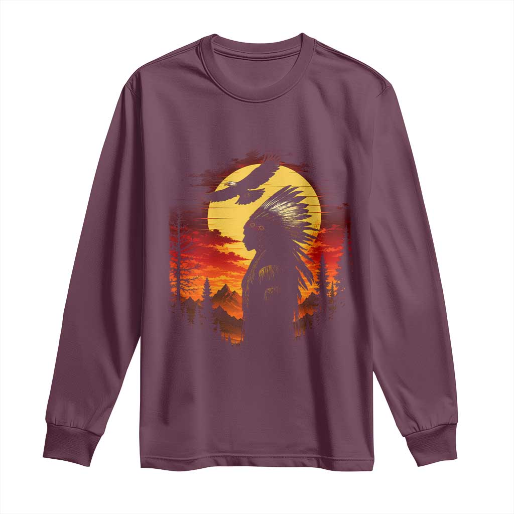 Vintage Native American Warrior Long Sleeve Shirt Indigenous Heritage Pride