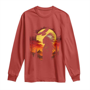 Vintage Native American Warrior Long Sleeve Shirt Indigenous Heritage Pride