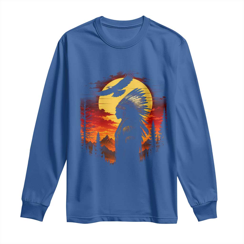 Vintage Native American Warrior Long Sleeve Shirt Indigenous Heritage Pride