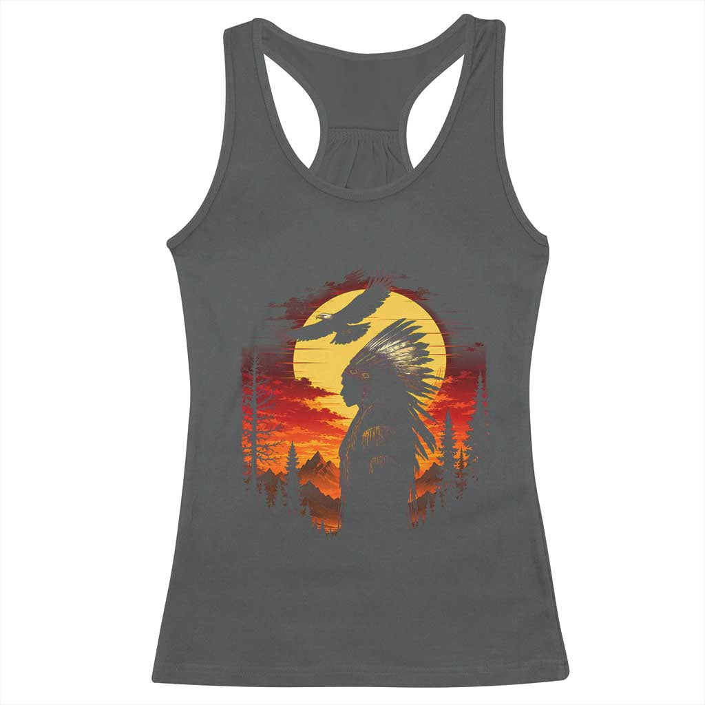 Vintage Native American Warrior Racerback Tank Top Indigenous Heritage Pride