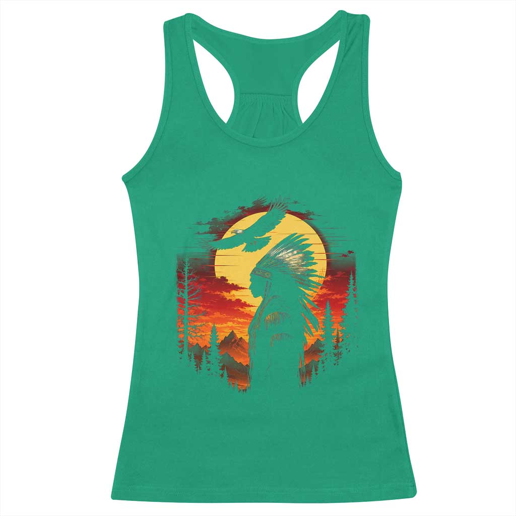 Vintage Native American Warrior Racerback Tank Top Indigenous Heritage Pride