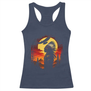 Vintage Native American Warrior Racerback Tank Top Indigenous Heritage Pride