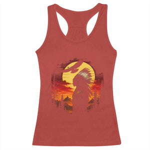 Vintage Native American Warrior Racerback Tank Top Indigenous Heritage Pride