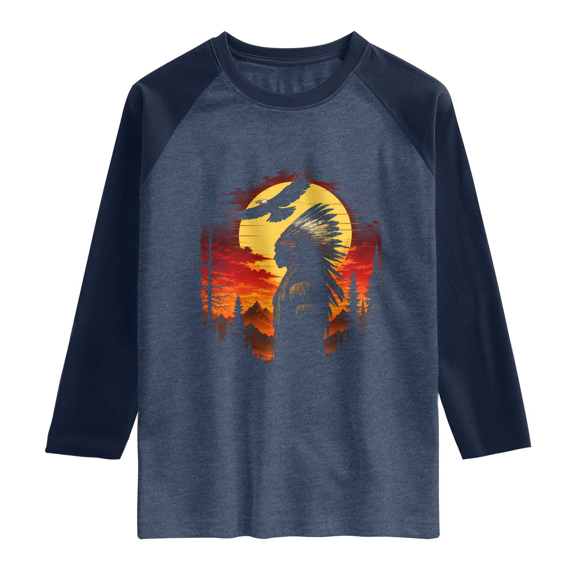 Vintage Native American Warrior Raglan Shirt Indigenous Heritage Pride