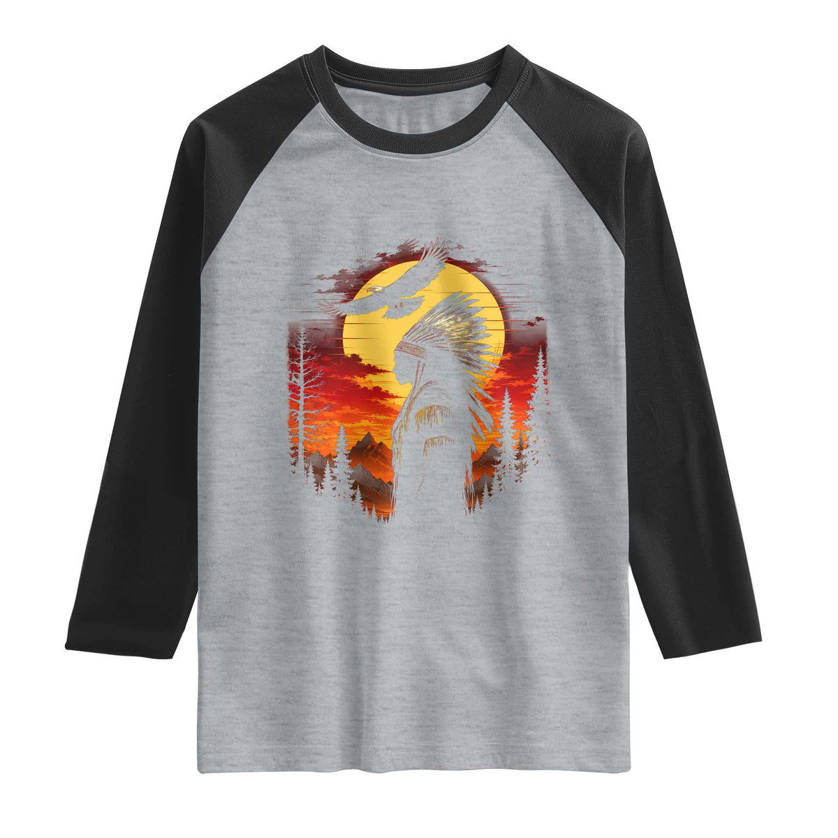 Vintage Native American Warrior Raglan Shirt Indigenous Heritage Pride