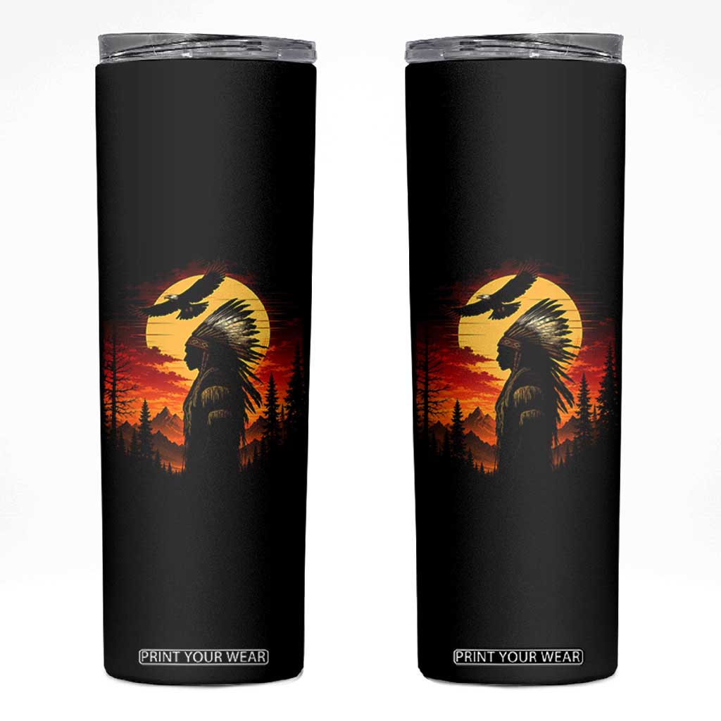 Vintage Native American Warrior Skinny Tumbler Indigenous Heritage Pride