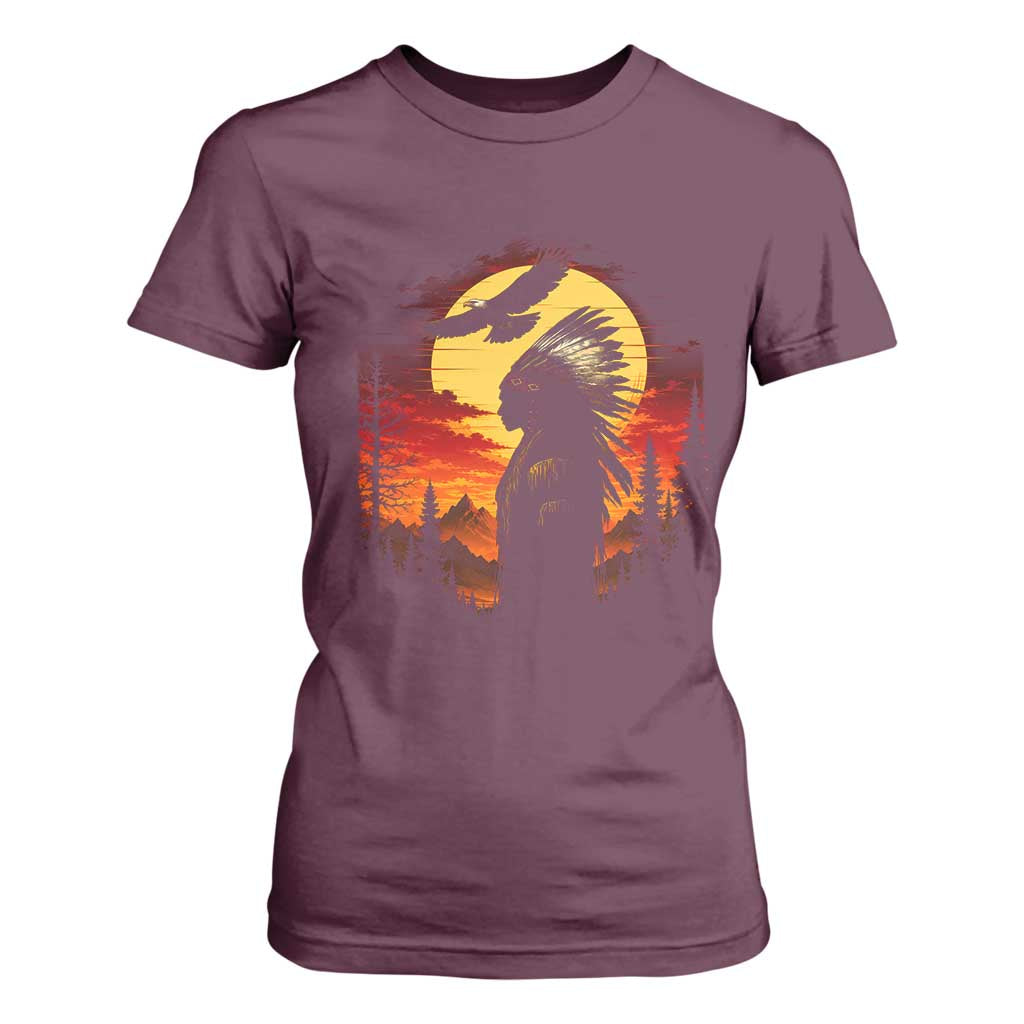 Vintage Native American Warrior T Shirt For Women Indigenous Heritage Pride