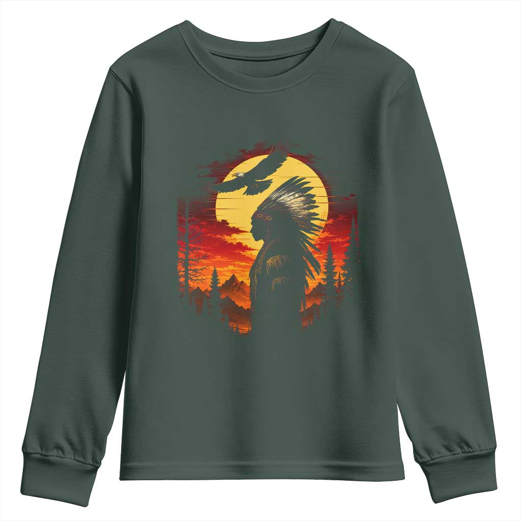 Vintage Native American Warrior Youth Sweatshirt Indigenous Heritage Pride