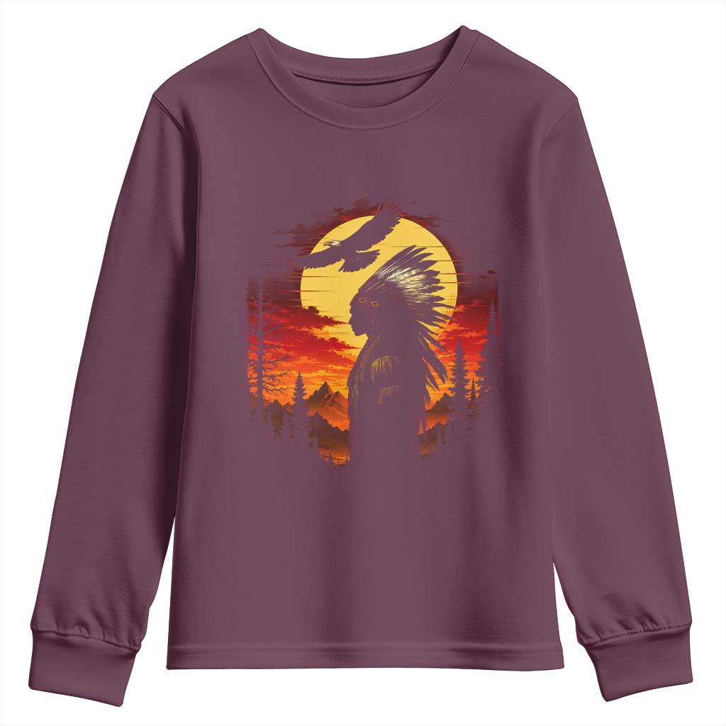 Vintage Native American Warrior Youth Sweatshirt Indigenous Heritage Pride