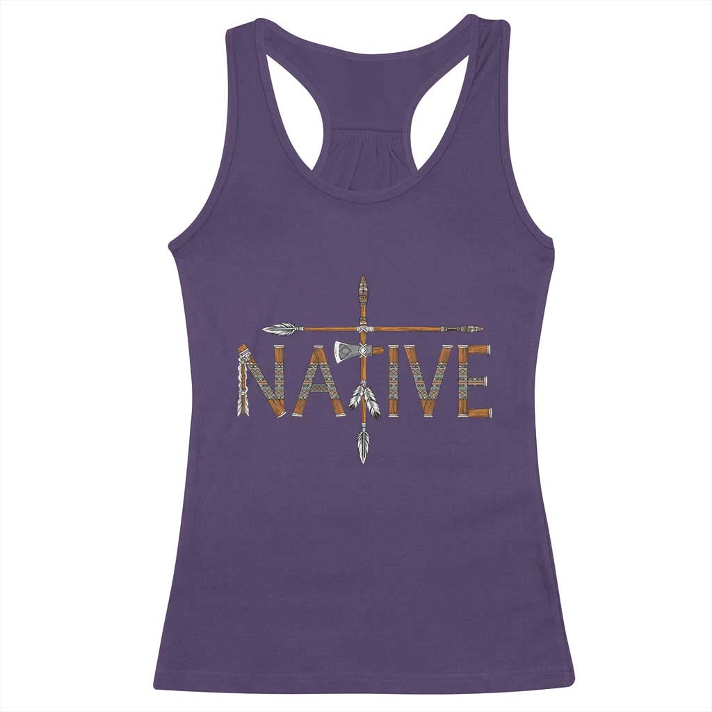 Western Style Tribal Feather Racerback Tank Top Vintage Boho Graphic