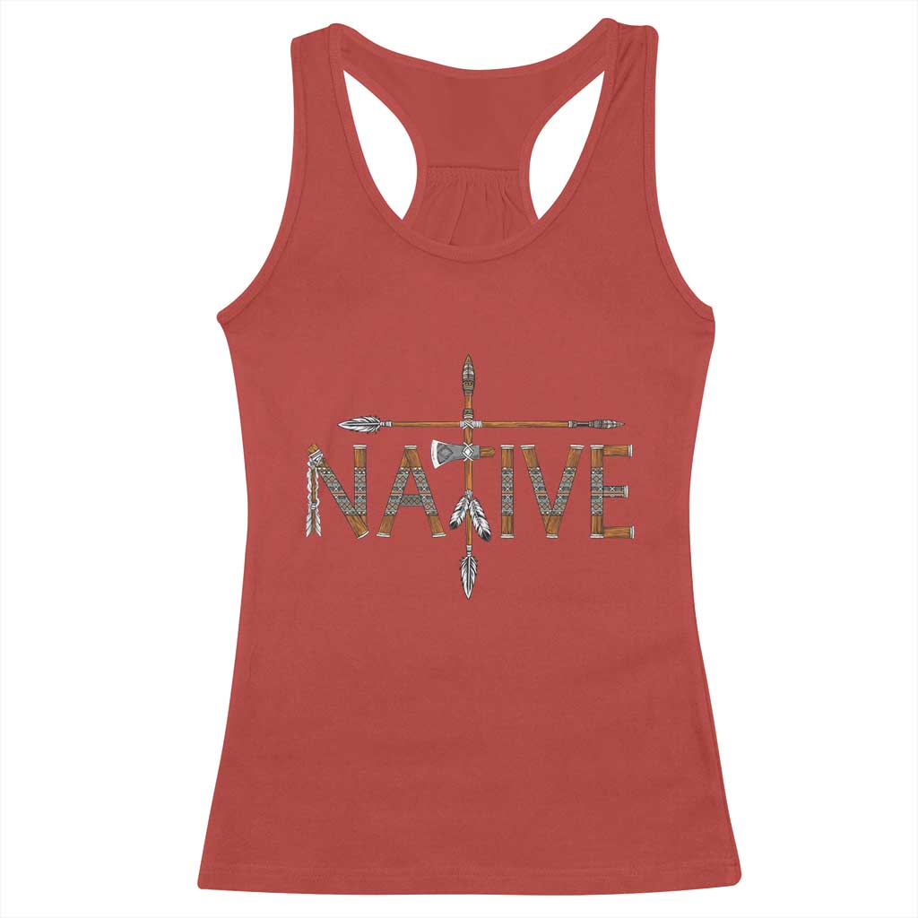 Western Style Tribal Feather Racerback Tank Top Vintage Boho Graphic
