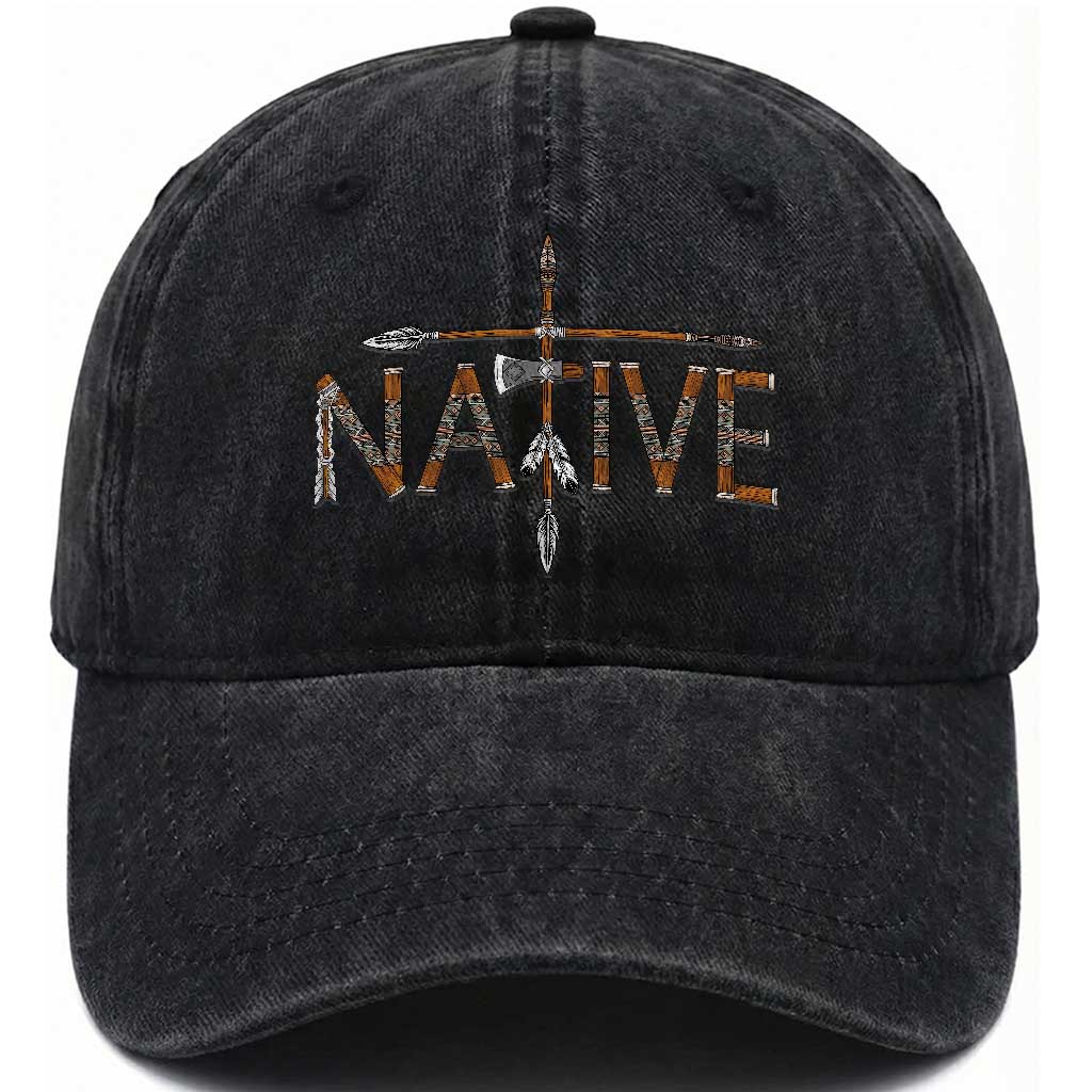 Western Style Tribal Feather Washed Cotton Baseball Cap Vintage Boho Graphic TS12 Print Your Wear