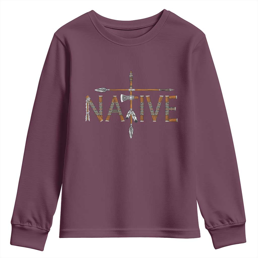 Western Style Tribal Feather Youth Sweatshirt Vintage Boho Graphic