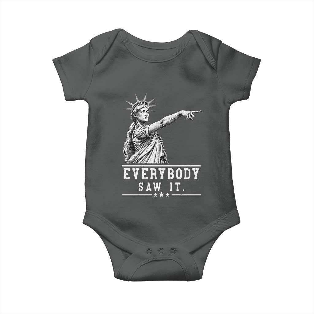Liberty Has Spoken Everybody Saw It Baby Onesie Funny Pointing Statue Basketball Parody TS12 Dark Heather Print Your Wear