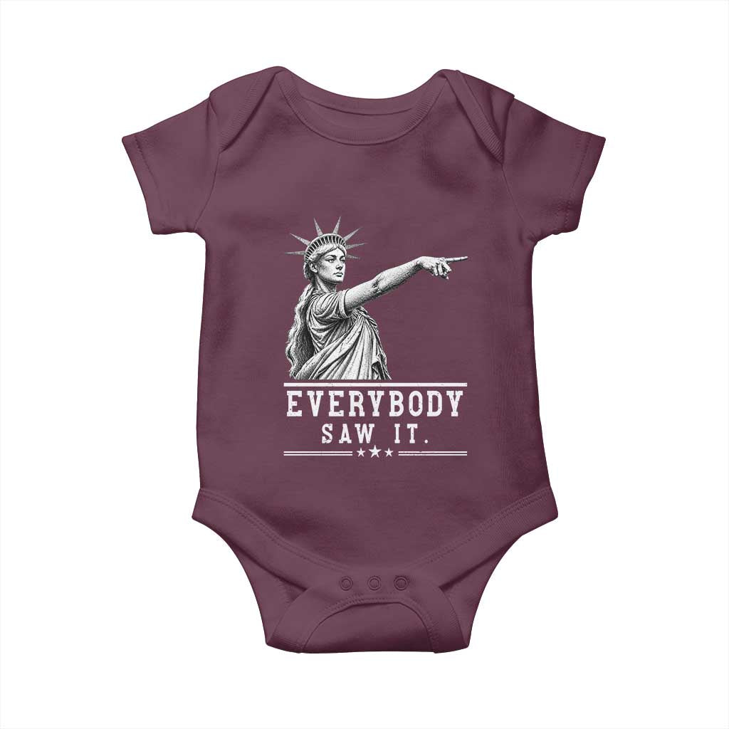 Liberty Has Spoken Everybody Saw It Baby Onesie Funny Pointing Statue Basketball Parody TS12 Maroon Print Your Wear