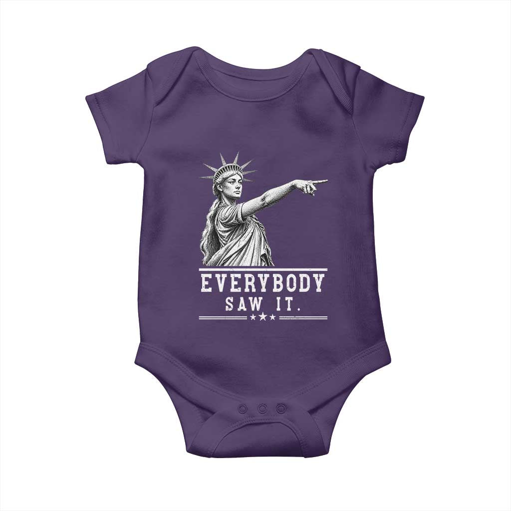 Liberty Has Spoken Everybody Saw It Baby Onesie Funny Pointing Statue Basketball Parody TS12 Purple Print Your Wear