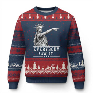 Liberty Has Spoken Everybody Saw It Ugly Christmas Sweater Funny Pointing Statue Basketball Parody TS12 Navy Red Print Your Wear
