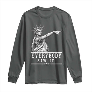 Liberty Has Spoken Everybody Saw It Long Sleeve Shirt Funny Pointing Statue Basketball Parody TS12 Dark Heather Print Your Wear