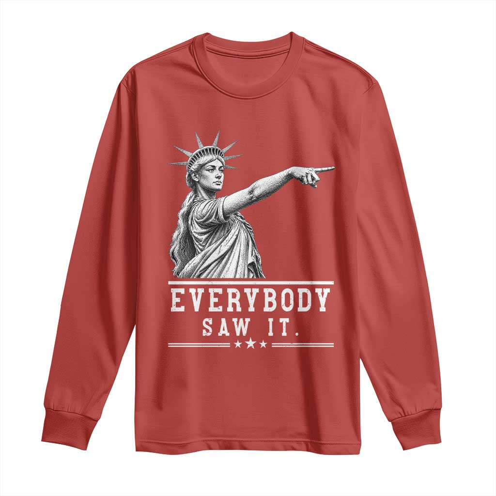 Liberty Has Spoken Everybody Saw It Long Sleeve Shirt Funny Pointing Statue Basketball Parody TS12 Red Print Your Wear