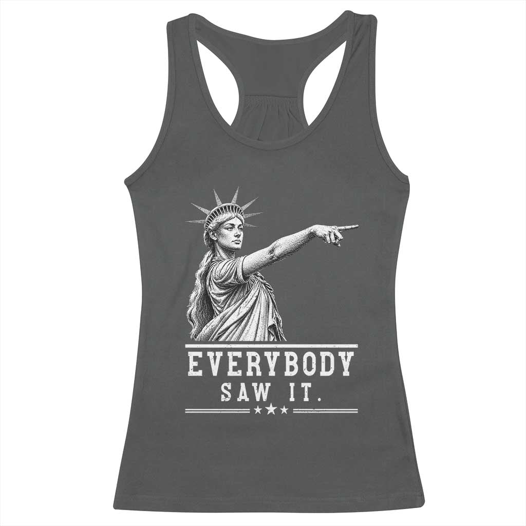 Liberty Has Spoken Everybody Saw It Racerback Tank Top Funny Pointing Statue Basketball Parody TS12 Dark Heather Print Your Wear