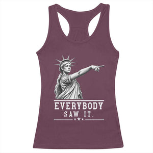 Liberty Has Spoken Everybody Saw It Racerback Tank Top Funny Pointing Statue Basketball Parody TS12 Maroon Print Your Wear
