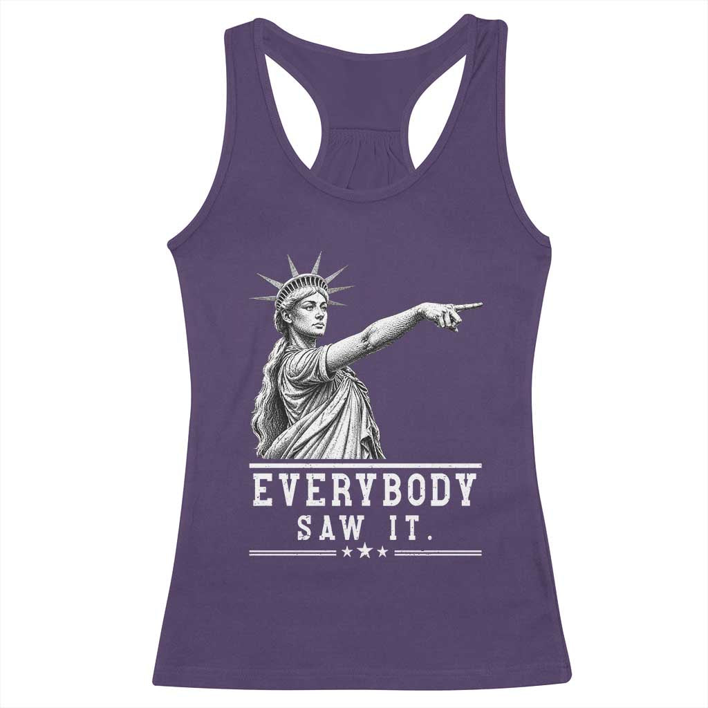 Liberty Has Spoken Everybody Saw It Racerback Tank Top Funny Pointing Statue Basketball Parody TS12 Purple Print Your Wear