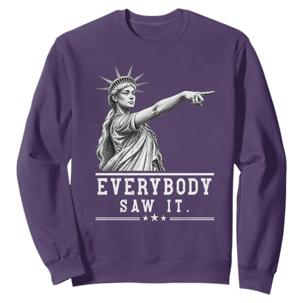 Liberty Has Spoken Everybody Saw It Sweatshirt Funny Pointing Statue Basketball Parody TS12 S Purple Print Your Wear