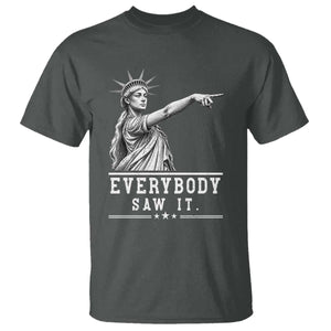 Liberty Has Spoken Everybody Saw It T Shirt Funny Pointing Statue Basketball Parody TS12 Dark Heather Print Your Wear
