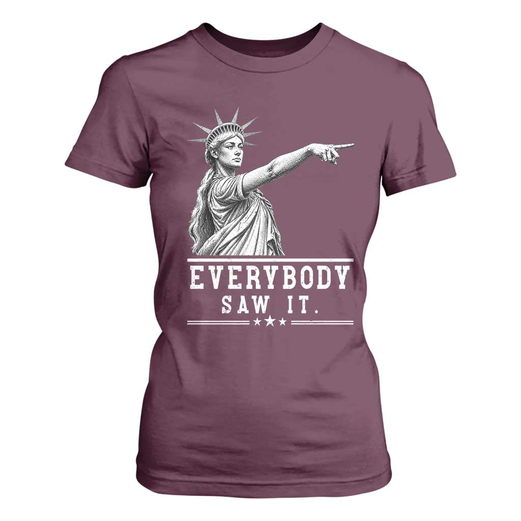 Liberty Has Spoken Everybody Saw It T Shirt For Women Funny Pointing Statue Basketball Parody TS12 Maroon Print Your Wear