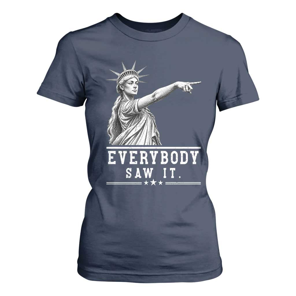 Liberty Has Spoken Everybody Saw It T Shirt For Women Funny Pointing Statue Basketball Parody TS12 Navy Print Your Wear
