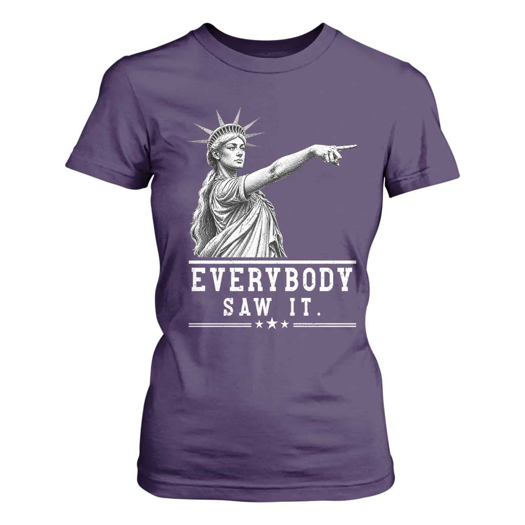 Liberty Has Spoken Everybody Saw It T Shirt For Women Funny Pointing Statue Basketball Parody TS12 Purple Print Your Wear