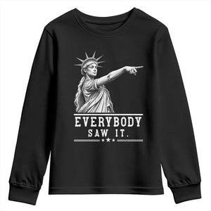 Liberty Has Spoken Everybody Saw It Youth Sweatshirt Funny Pointing Statue Basketball Parody TS12 Black Print Your Wear