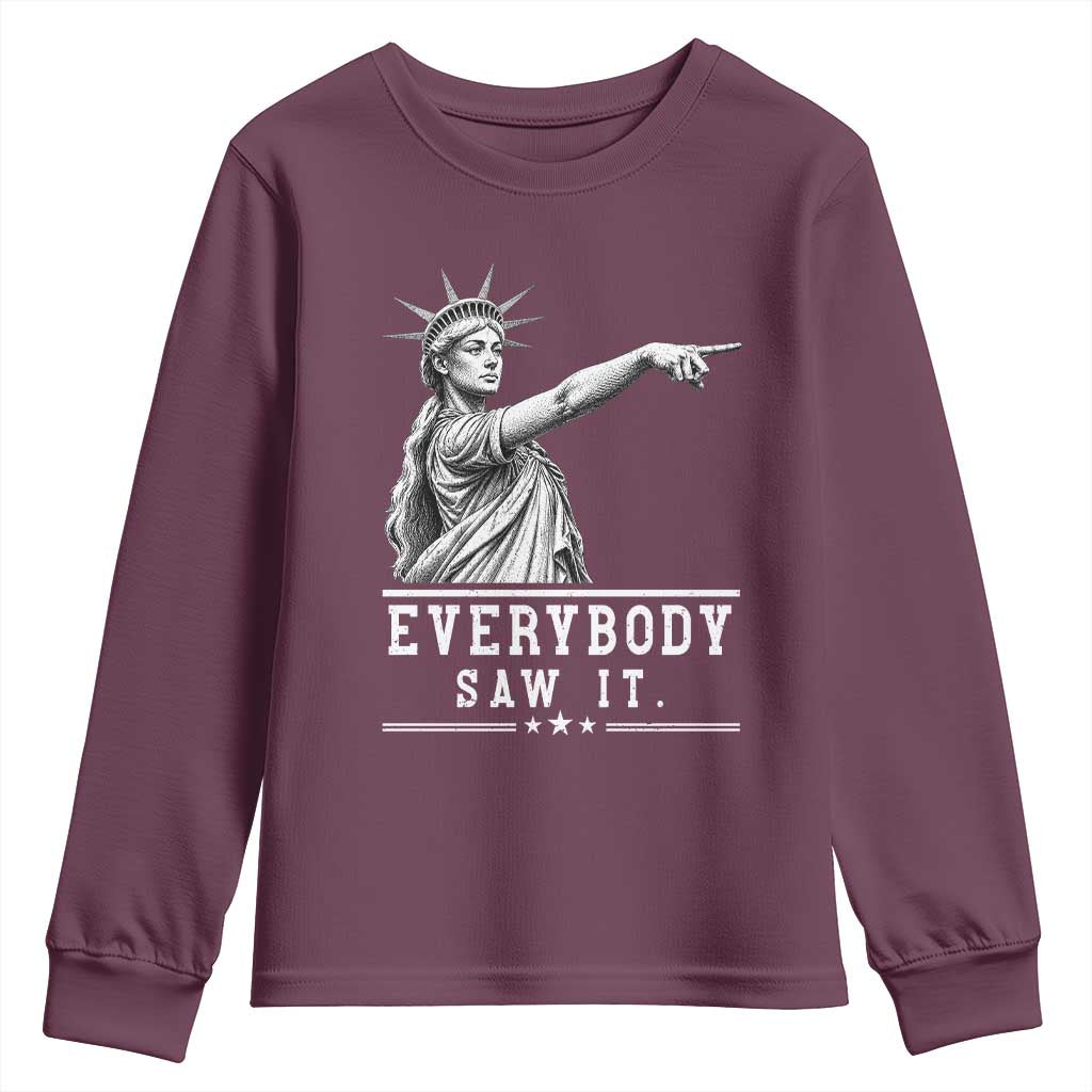 Liberty Has Spoken Everybody Saw It Youth Sweatshirt Funny Pointing Statue Basketball Parody TS12 Maroon Print Your Wear