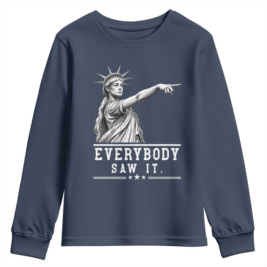 Liberty Has Spoken Everybody Saw It Youth Sweatshirt Funny Pointing Statue Basketball Parody TS12 Navy Print Your Wear