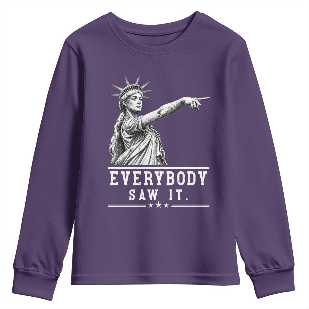 Liberty Has Spoken Everybody Saw It Youth Sweatshirt Funny Pointing Statue Basketball Parody TS12 Purple Print Your Wear