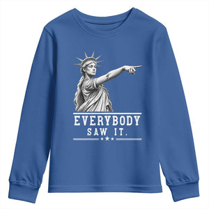 Liberty Has Spoken Everybody Saw It Youth Sweatshirt Funny Pointing Statue Basketball Parody TS12 Royal Blue Print Your Wear