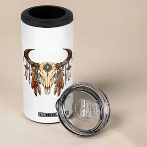 Vintage Southwestern Cow Skull 4 in 1 Can Cooler Tumbler Boho Feather Western Graphic