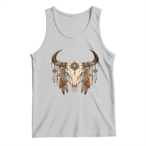 Vintage Southwestern Cow Skull Tank Top Boho Feather Western Graphic