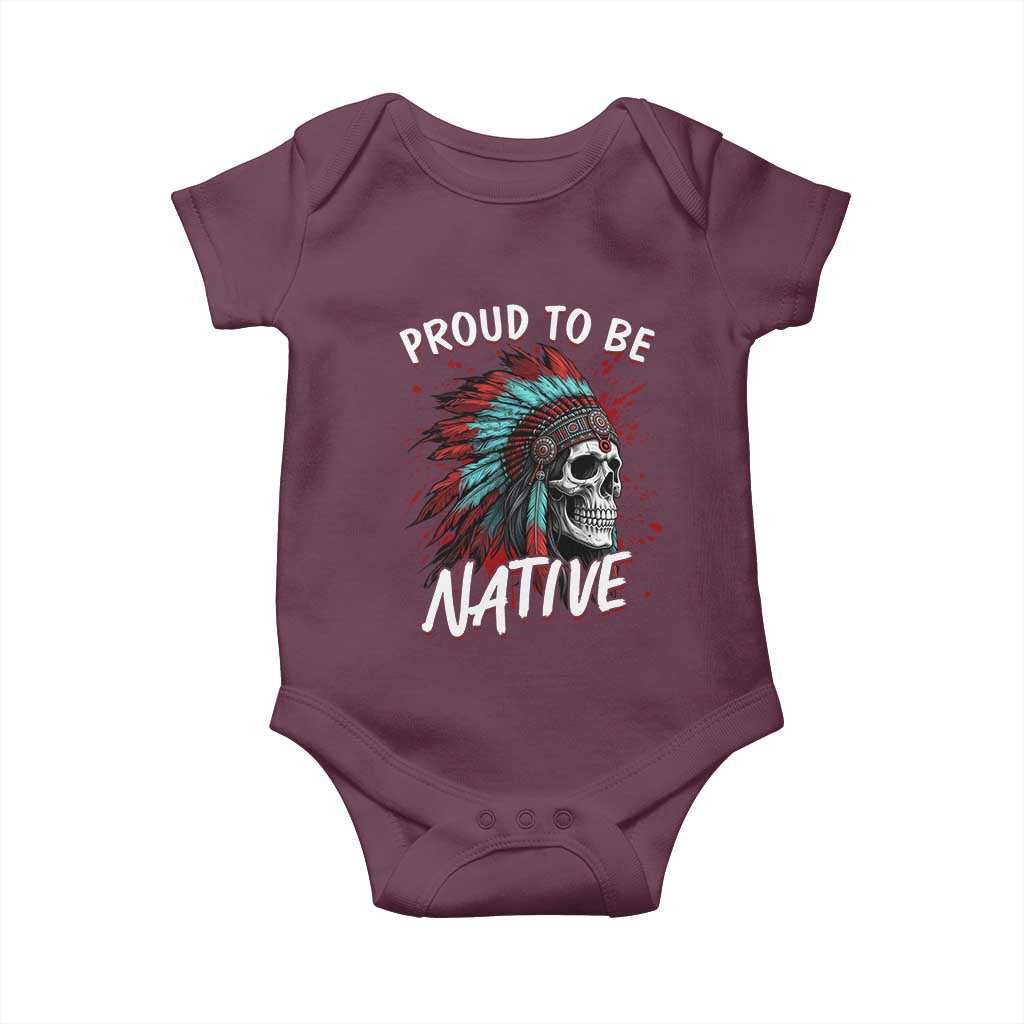 Proud To Be Native Baby Onesie Native American Skull Headdress Graphic