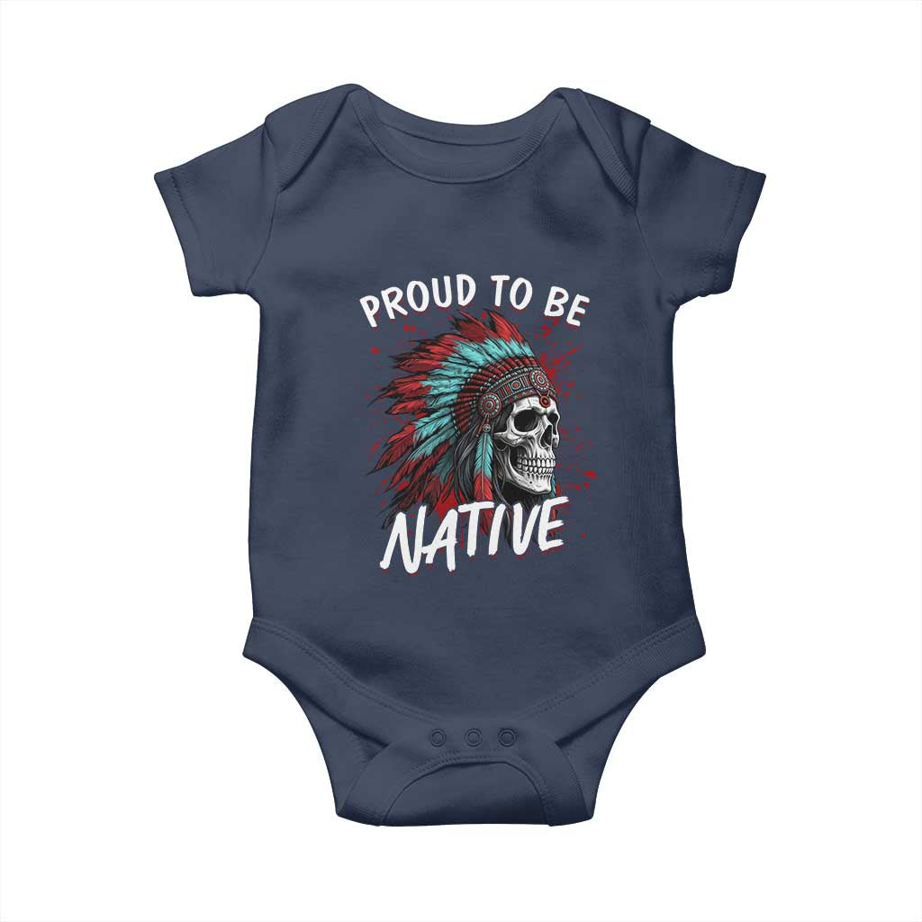 Proud To Be Native Baby Onesie Native American Skull Headdress Graphic