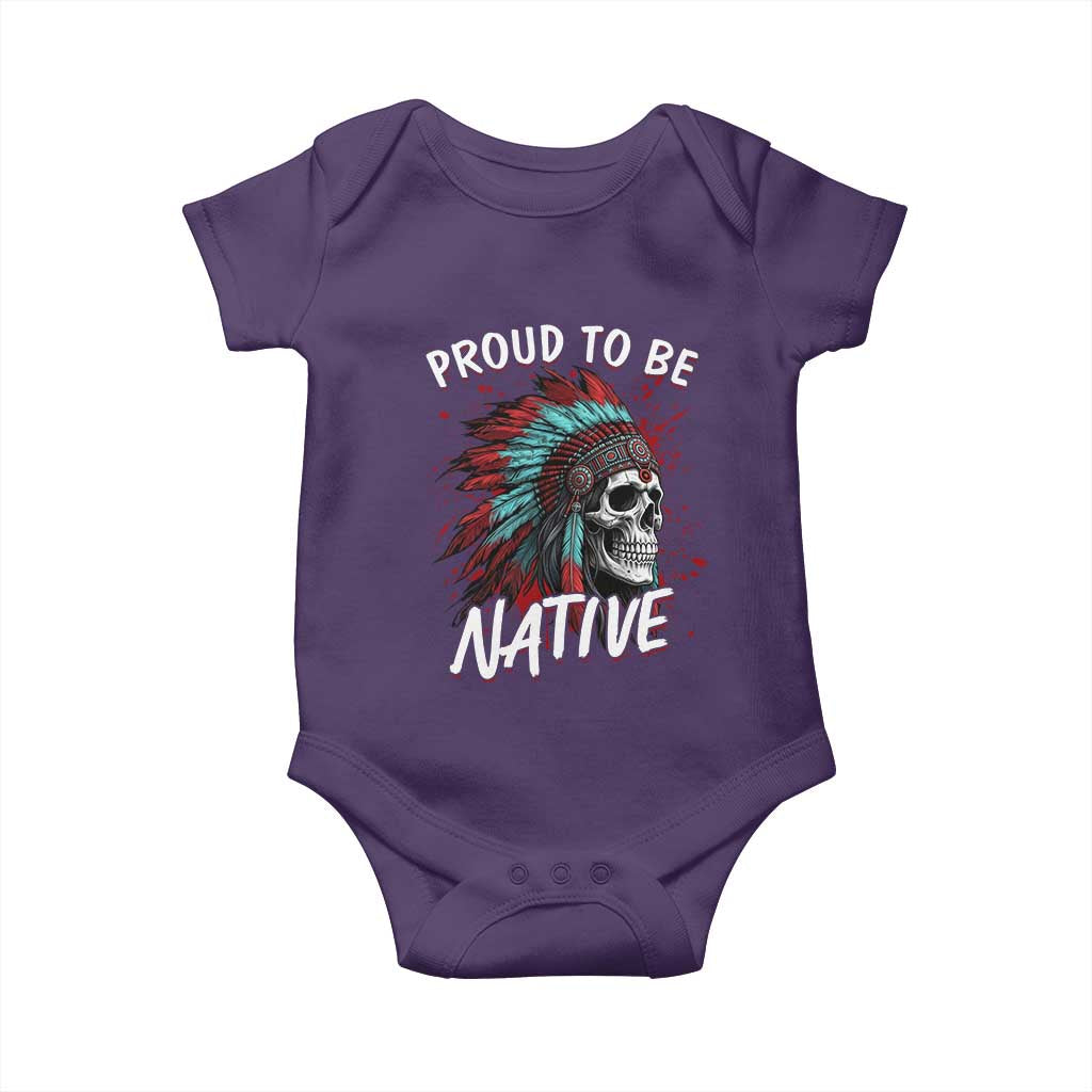 Proud To Be Native Baby Onesie Native American Skull Headdress Graphic
