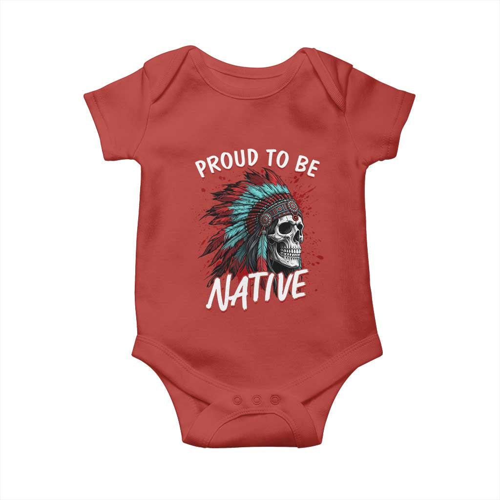 Proud To Be Native Baby Onesie Native American Skull Headdress Graphic